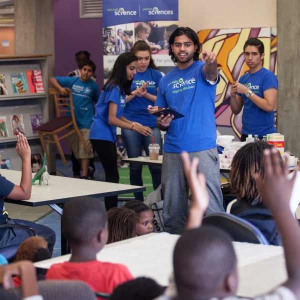 Let's Talk Science facilitators in classroom during activity