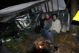 RMOT students by a camp fire